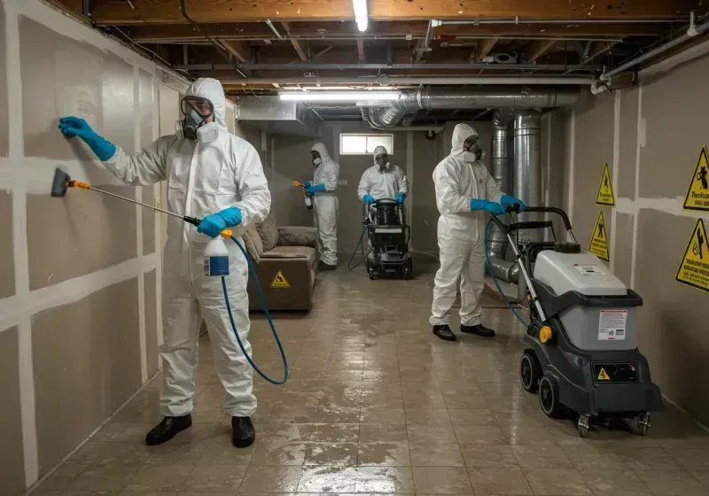 Basement Moisture Removal and Structural Drying process in Pink, OK